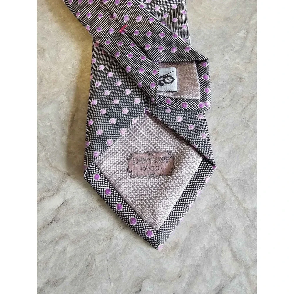 Penrose London Silk Tie‎ England Purple Dot Geometric
